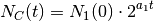 N_C(t) = N_1(0) \cdot 2^{a_1 t}