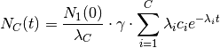 N_C(t) = \frac{N_1(0)}{\lambda_C} \cdot \gamma \cdot \sum_{i=1}^C \lambda_i c_{i} e^{-\lambda_i t}