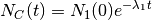 N_C(t) = N_1(0) e^{-\lambda_1 t}