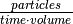 \frac{particles}{time \cdot volume}
